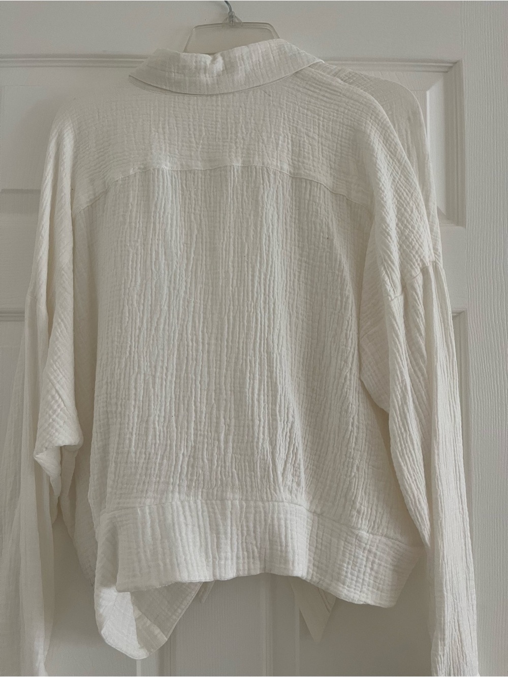 Free People White Button-Up Tie Front Gauze Shirt - Picture 2 of 3
